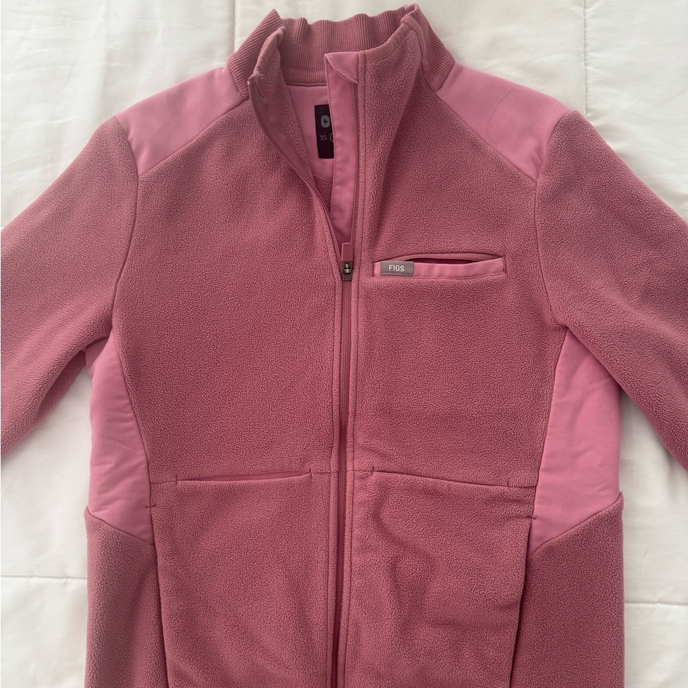 Figs Pink Fleece Jacket